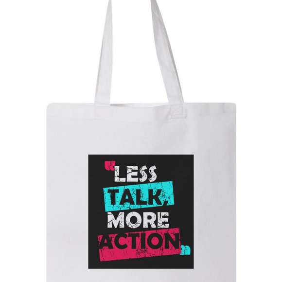 CafePress "Talk Less Smile More" Tote Bag – Natural Canvas, Reusable Shopping Bag, Two Sizes Available - View #7